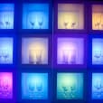 A set of Glow cubes with wine glasses in them available for Open Cube Hire.