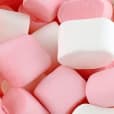 A 250g pile of pink and white marshmallows.