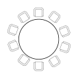 Circular table seating arrangements for a pop-up marquee