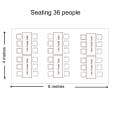 Seating arrangements for 36 people in a marquee