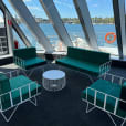 Our emerald green wire lounge set hired for a function in a boat