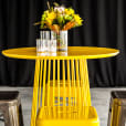 Our yellow wire cocktail table hired for an event