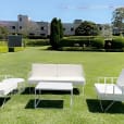 Our white wire armchairs hired for an outdoor event