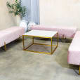 Our pink velvet ottoman benches for hire