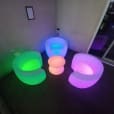 Glow couch and yo-yo coffee table
