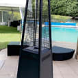 Our pyramid heater in an outdoor pool area