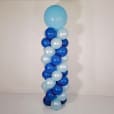 A blue and light blue balloon column