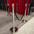 Beautiful chrome bollards with black rope