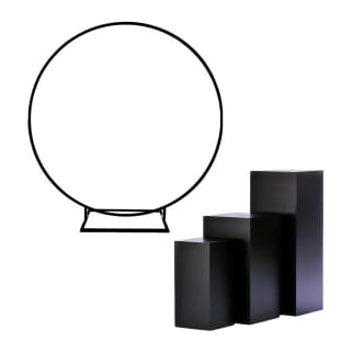 Pkg 1 - Black Hoop Backdrop w/ Plinths