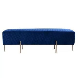 Navy Blue Velvet Ottoman Bench Hire