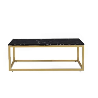 Rectangular Gold Coffee Table Hire w/ Black Top