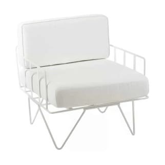 Wire Arm Chair Hire w/ White Velvet Cushions