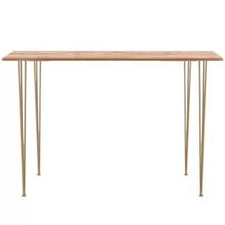 Gold Hairpin High Bar Table w/ Timber Top