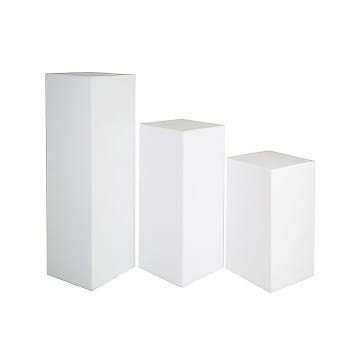 White Square Plinths Hire - Set Of 3