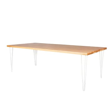 White Hairpin Banquet Table w/ Timber Top