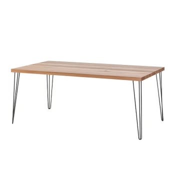 Black Hairpin Banquet Table w/ Timber Top