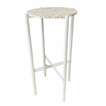 White Cross Bar Table Hire w/ Green Terrazzo Top