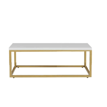 Rectangular Gold Coffee Table Hire w/ White Top