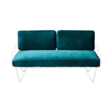 Wire Sofa Lounge w/ Ivy Green Velvet Cushions