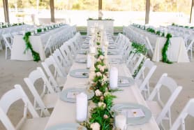 Long tables and Gladiator Chairs For Wedding Set Up