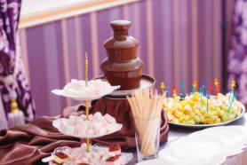 Chocolate fountain on a table