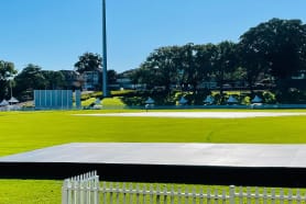 A stage set up  at a cricket sports ground