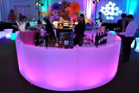 A pink glowing circular bar