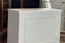 A wooden bar ready for a wedding