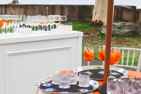 A wooden bar hired for an outdoor event