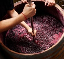 Natural red wine being made