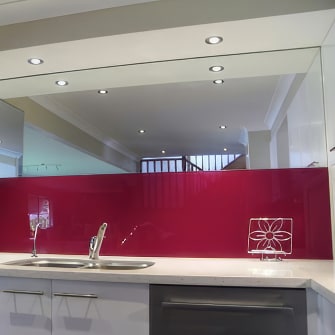 Business kitchen display mirror installation