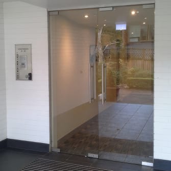New glass doors installed in an office building