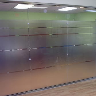 New glass partitions in an office