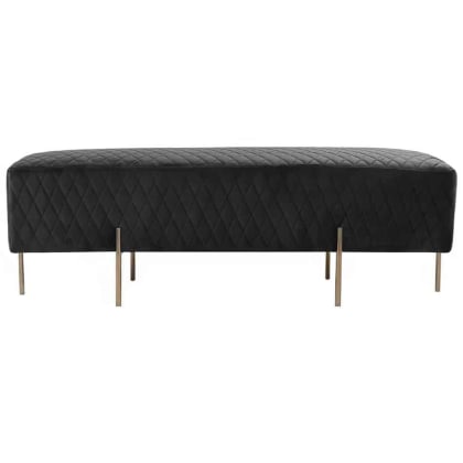 Black Velvet Ottoman Bench Hire