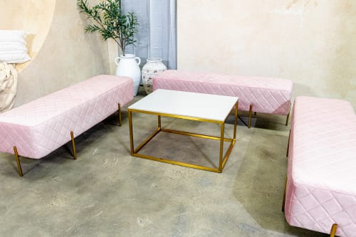 Pink ottoman benches