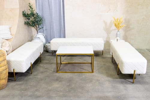 White ottoman benches