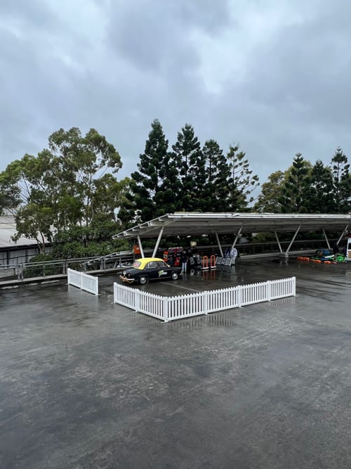Our white picket fences hired for an automotive event