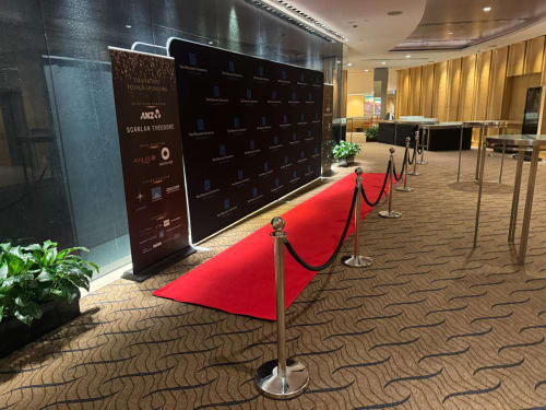 Our chrome bollards with our red carpet for a display