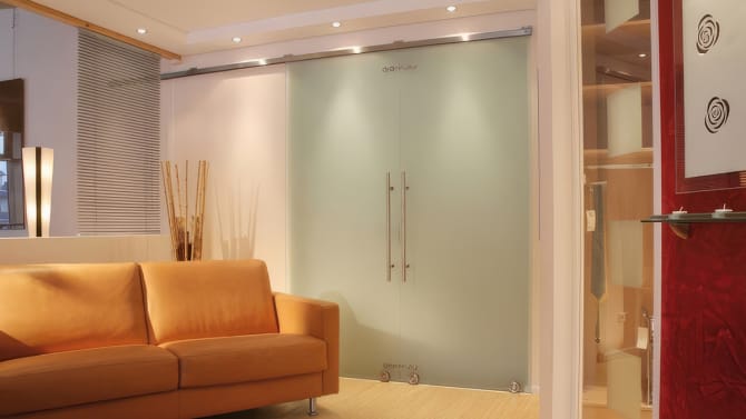Frosted glass panels used privacy in office glass doors