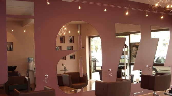 A custom cut supply only mirror used for a hairdressing salon