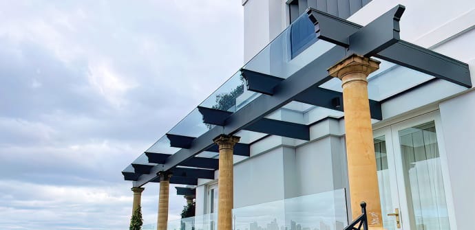 A beautiful new glass awning on a Sydney home