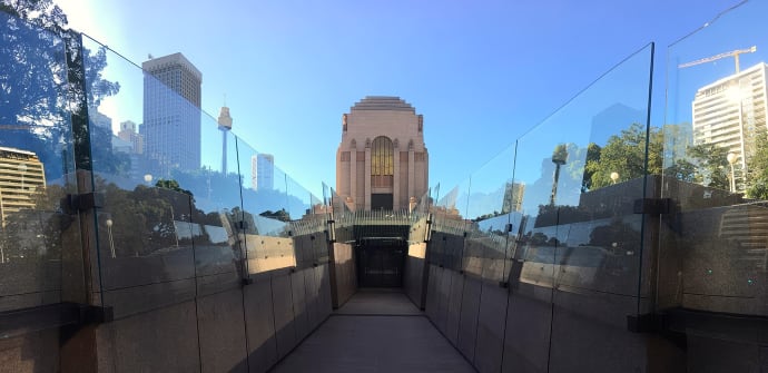 Custom cut glass panels used for the Anzac building in Sydney