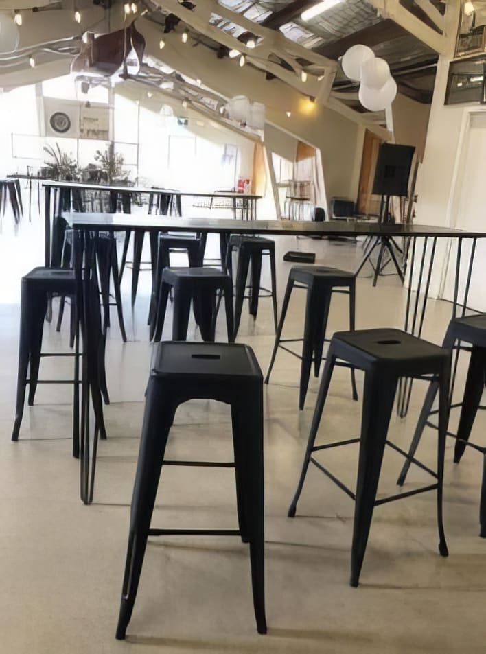 Black Tolix stools hired for an event in Potts Point