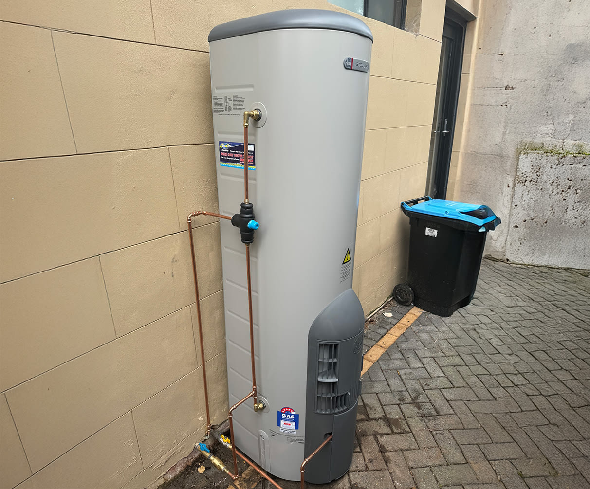 A newly installed large electric hot water system