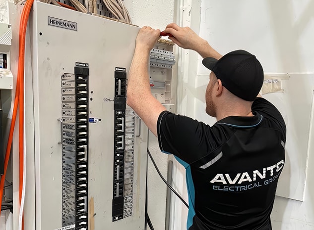 Mike from Avanto Electrical Group performing scheduled maintenance