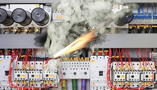 A Short-circuit in a switchboard