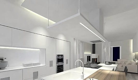 L.E.D. lighting in a kitchen