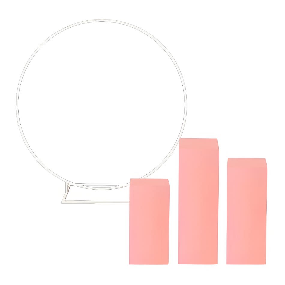 Pkg 2 - White Hoop Backdrop w/ Pink Plinths