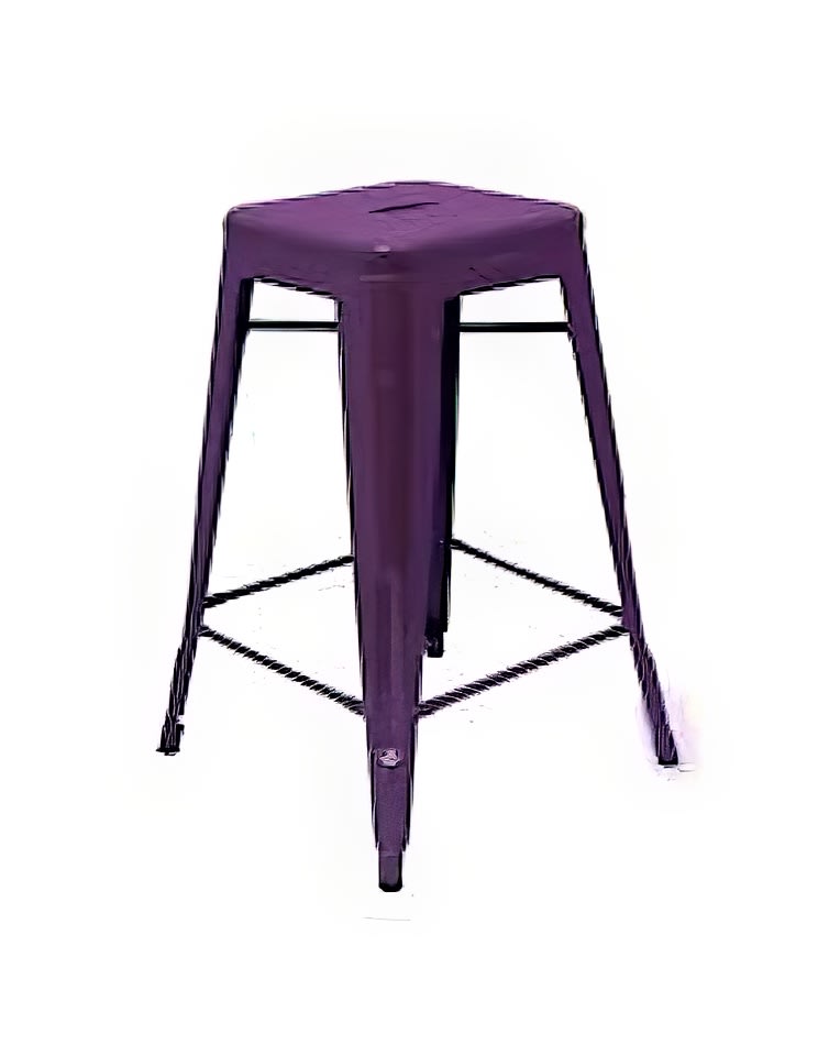 A purple Tolix stool on a white background.