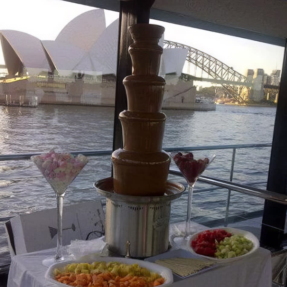 Package 6 - A king chocolate fountain on a boat with a view of the Sydney Opera House.